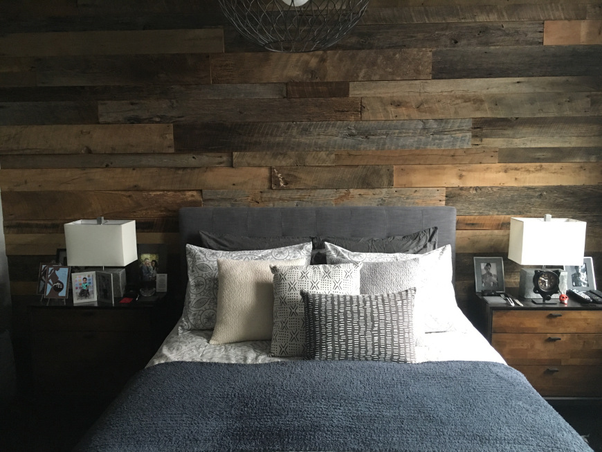 Kristy's Master Bedroom Reclaimed Wood Accent Wall Fama 