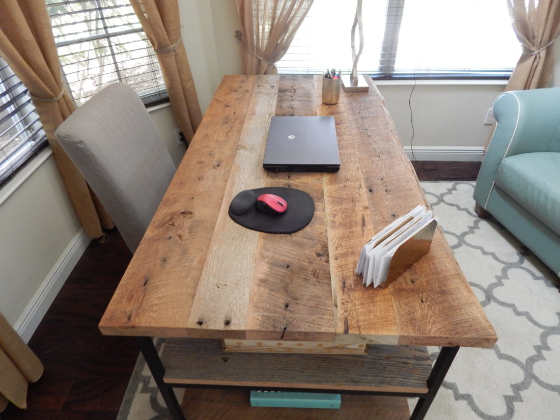 Orlando salvaged barn wood desk with metal base