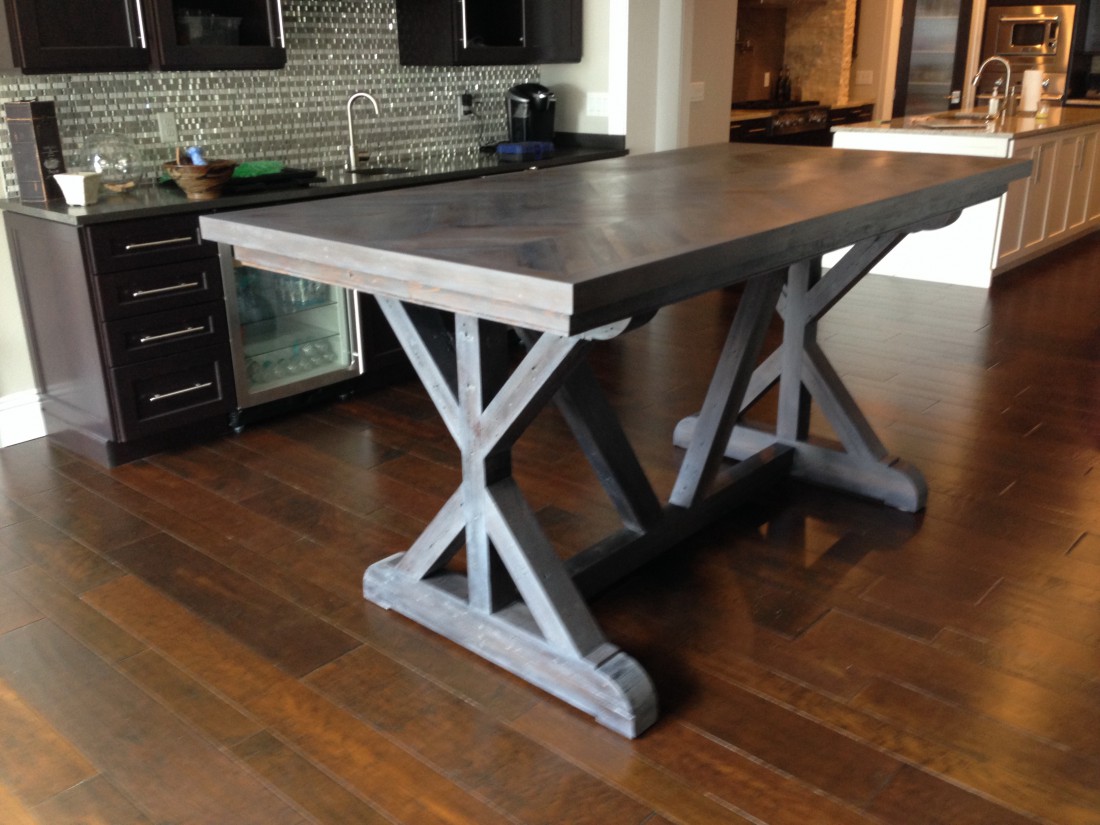 Chevron dining room table reclaimed wood