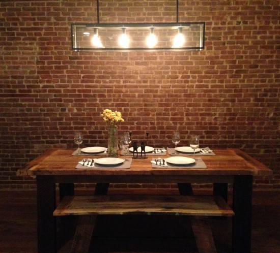 Custom wood table with bench