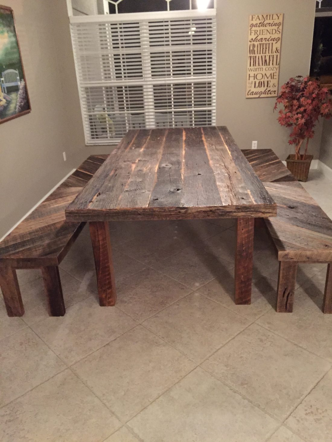 orlando rustic reclaimed wood dining table and benches