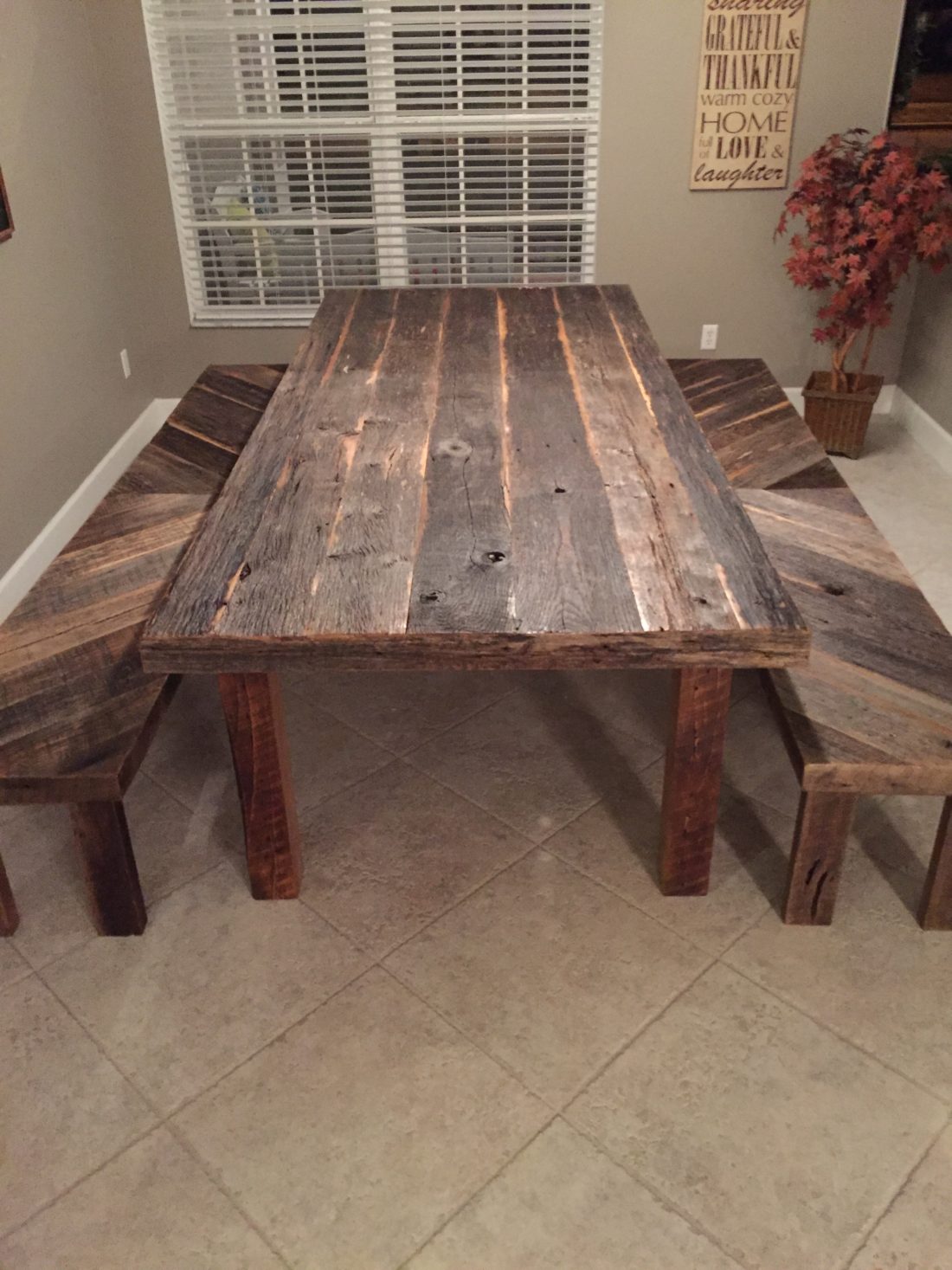 orlando rustic reclaimed wood dining table and benches