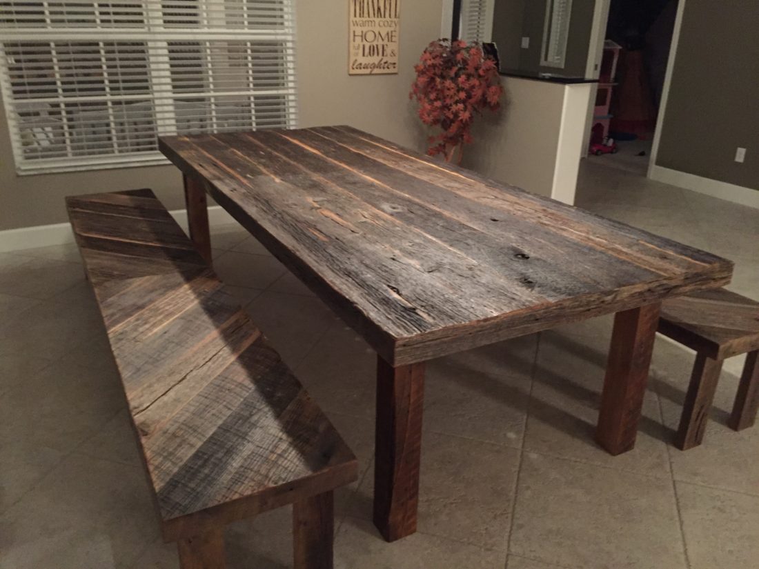 orlando rustic reclaimed wood dining table and benches