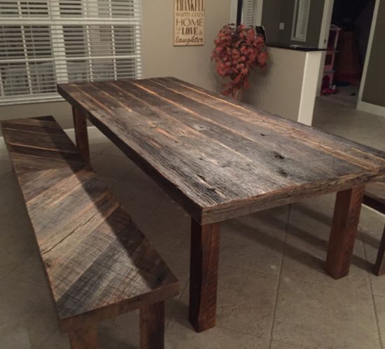 orlando rustic reclaimed wood dining table and benches