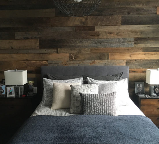 hoboken reclaimed barn wood master bedroom accent wall