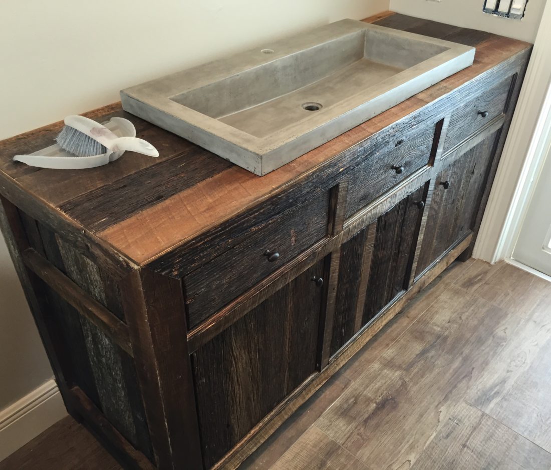 Robbie S Rustic Reclaimed Wood Bathroom, Barn Wood Vanity Cabinets