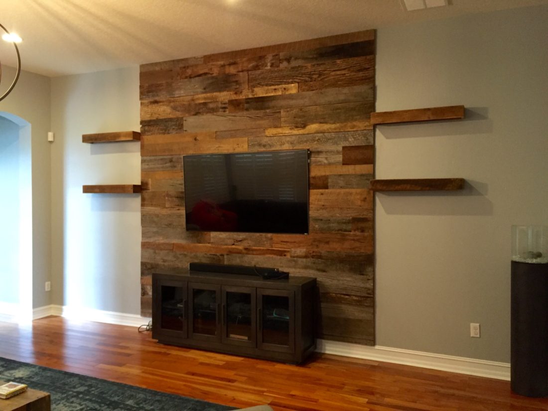 orlando barn wood accent wall with shelves