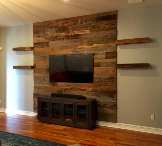 orlando barn wood accent wall with shelves