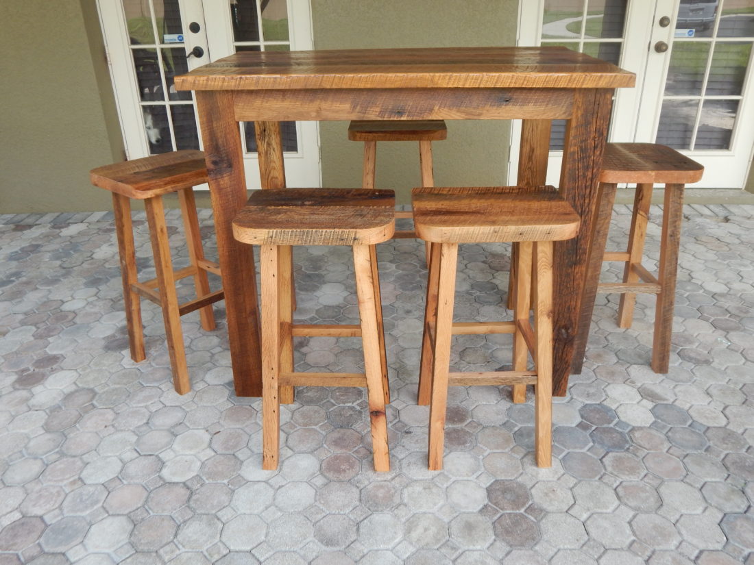 orlando reclaimed lumber dining set with stools