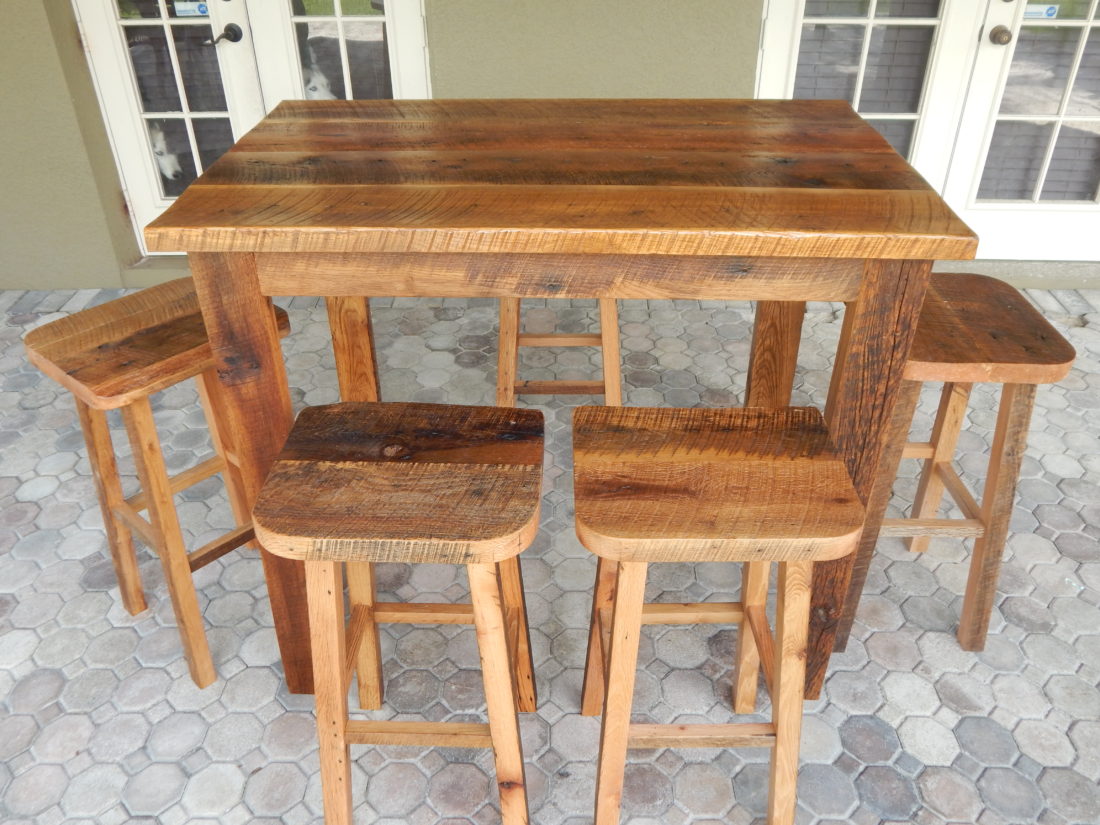 orlando reclaimed lumber dining set with stools