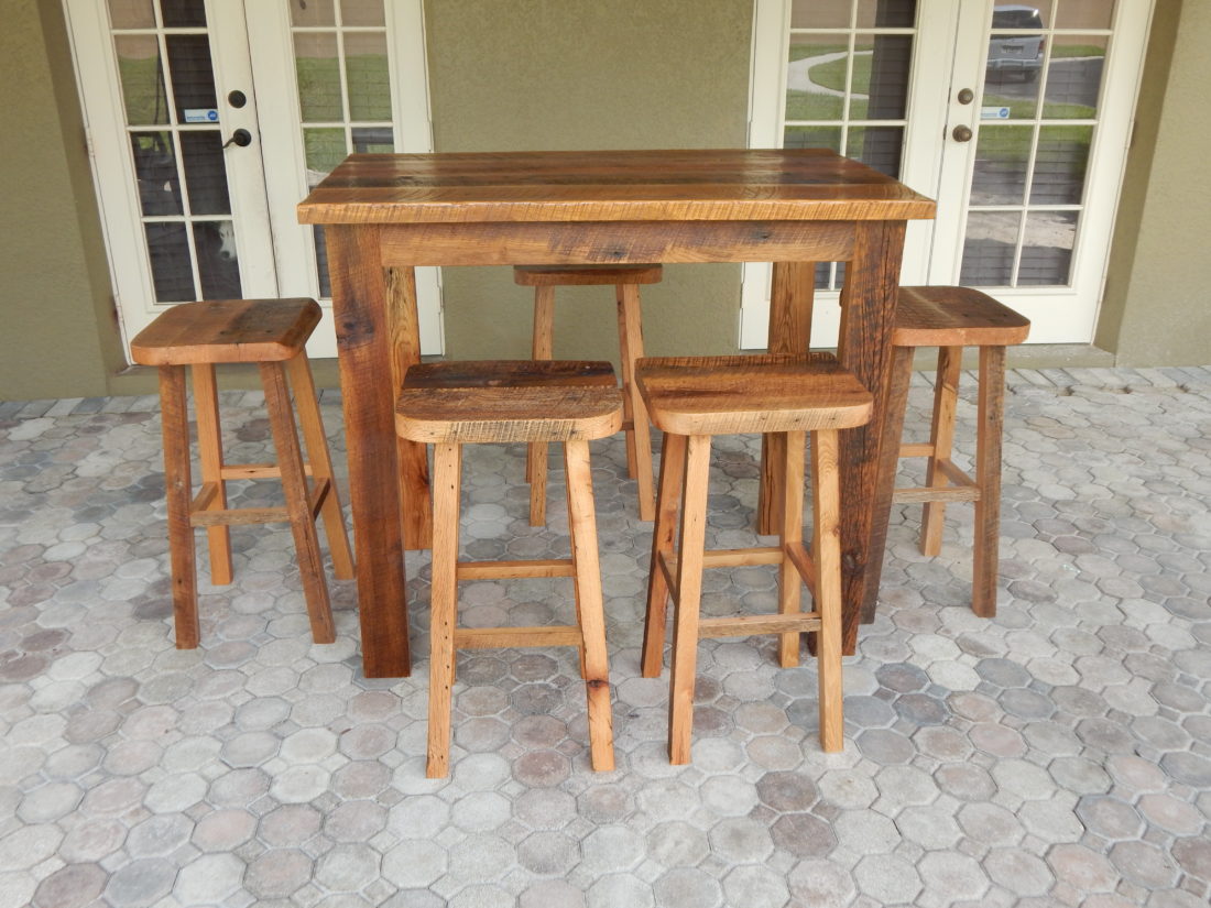 orlando reclaimed lumber dining set with stools