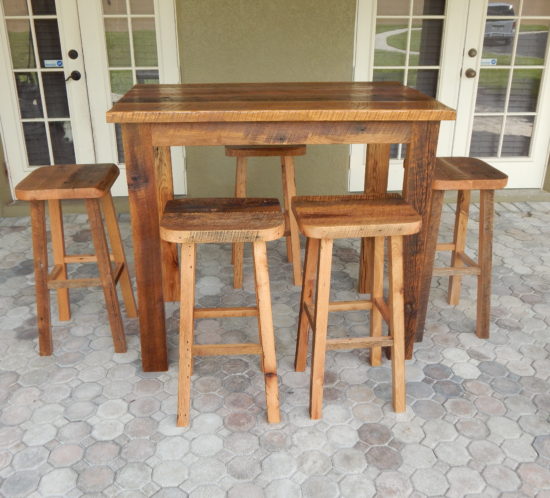 orlando reclaimed lumber dining set with stools