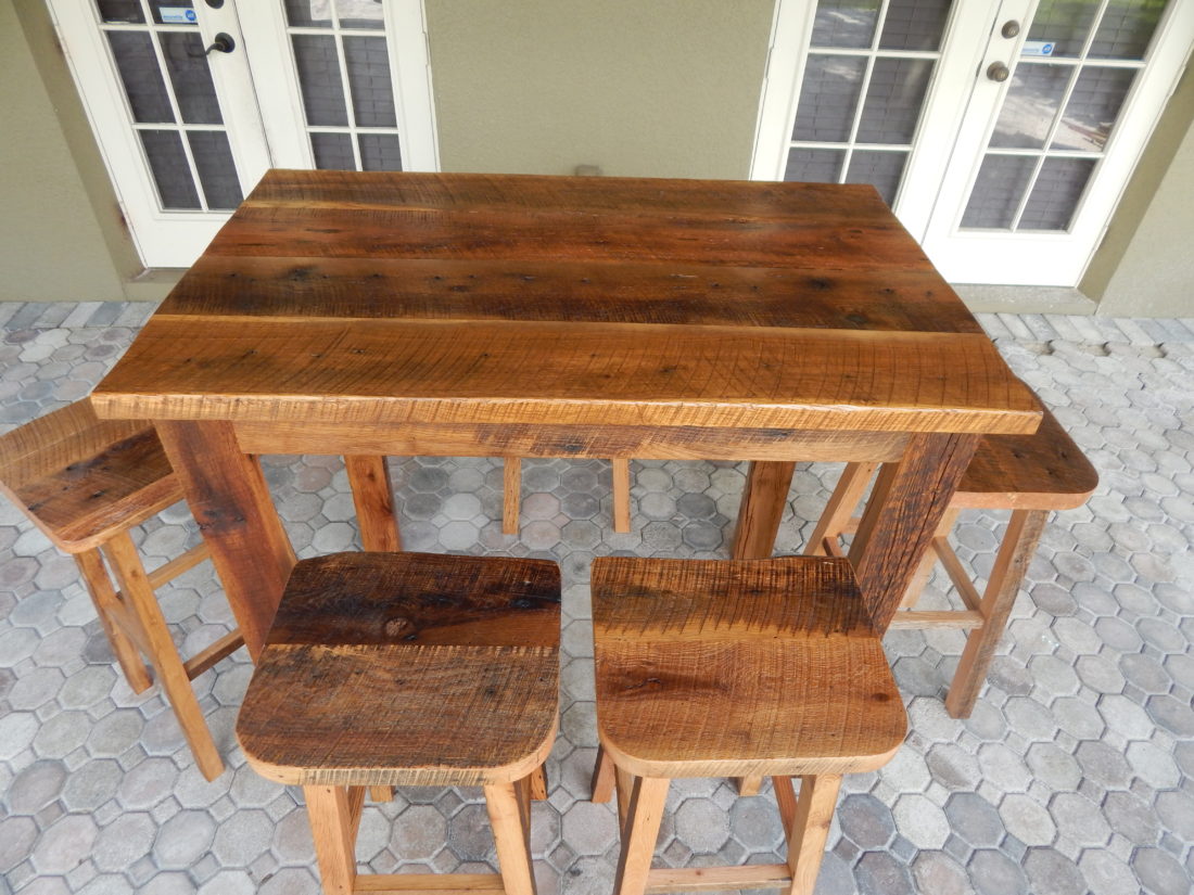 orlando reclaimed lumber dining set with stools