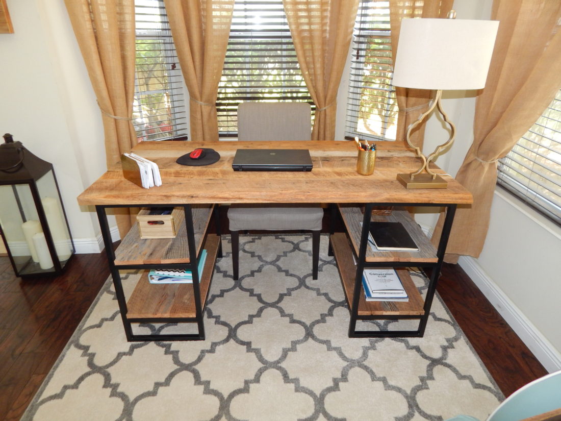 Orlando salvaged barn wood desk with metal base