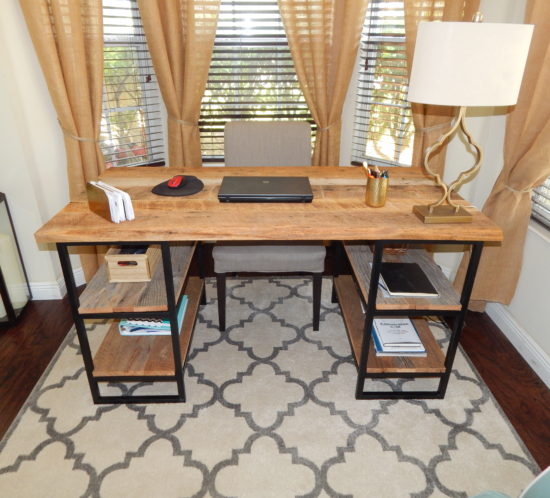 Orlando salvaged barn wood desk with metal base