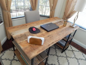 Orlando salvaged barn wood desk with metal base