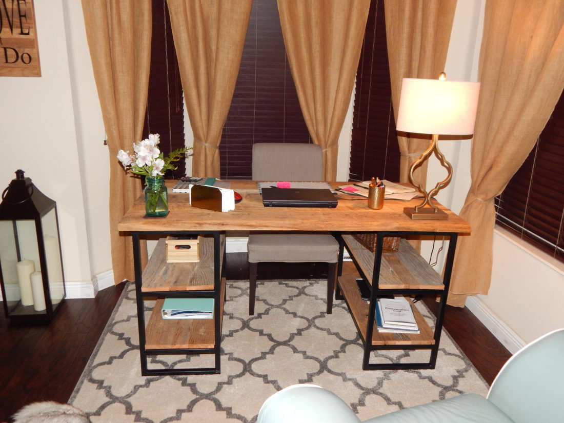 Orlando salvaged barn wood desk with metal base