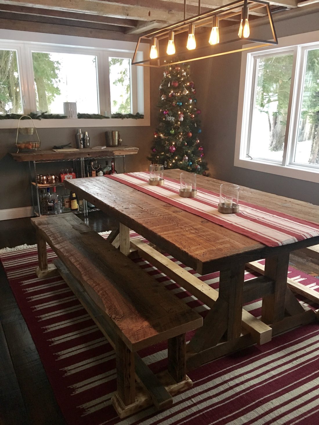 harvest dining table and benches