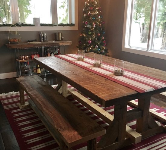 harvest dining table and benches