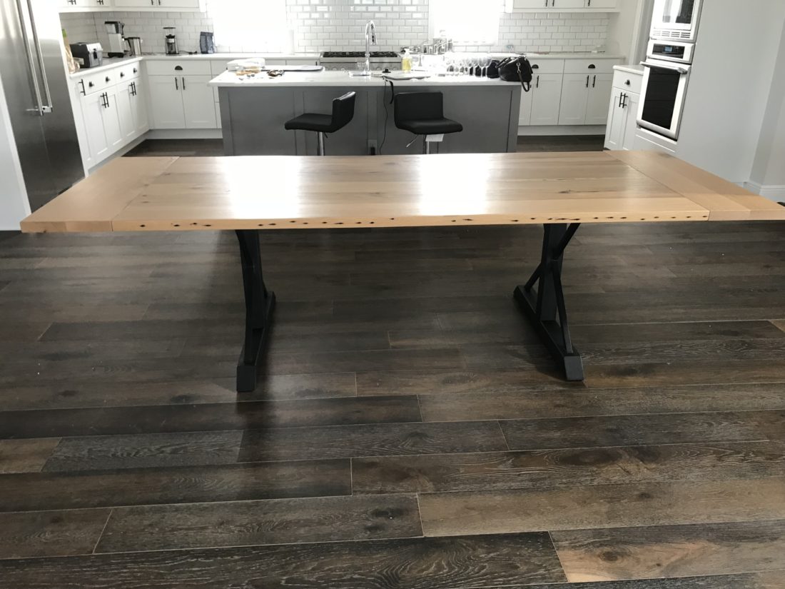 Reclaimed Wood Trestle Table with Metal Legs