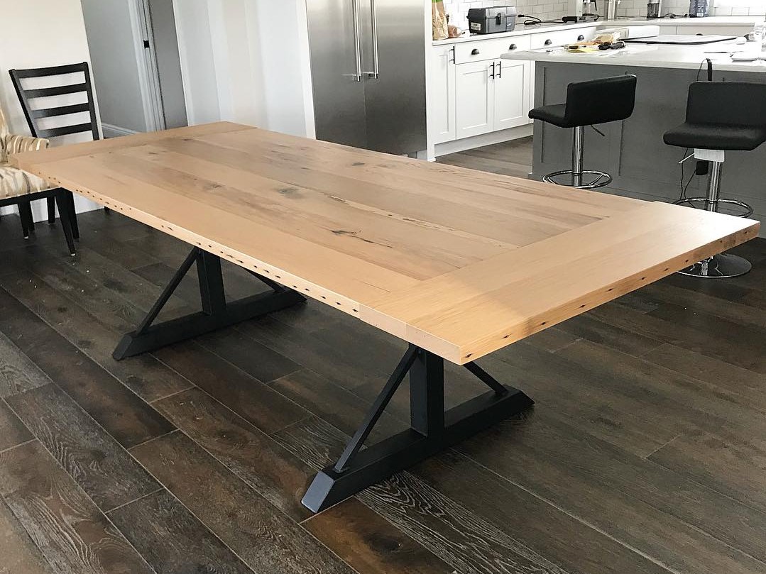 Reclaimed Wood Trestle Table with Metal Legs