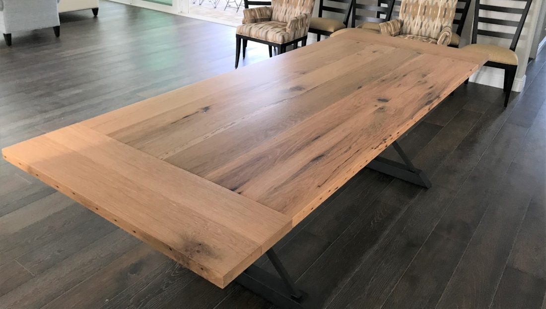 Reclaimed Wood Trestle Table with Metal Legs